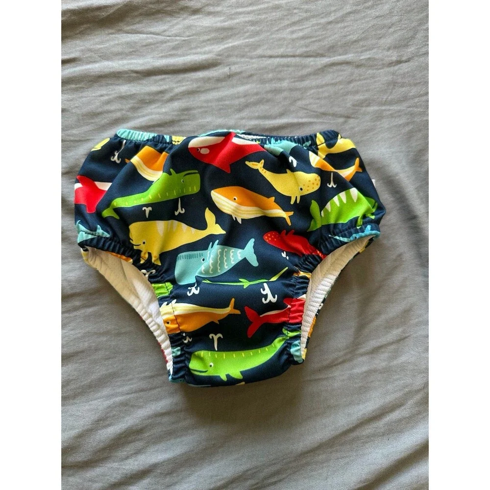 Green Sprouts Baby Colorful Whale League Reusable Absorbent Swim Diaper 24M